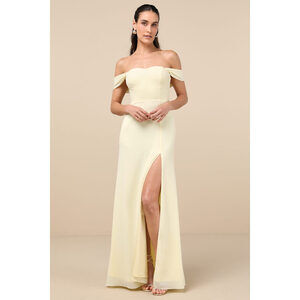 Lulus Pale Yellow Off-the-shoulder Maxi Dress - Size XL